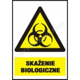 Uwaga skażenie biologiczne z podpisem. Płyta PCV