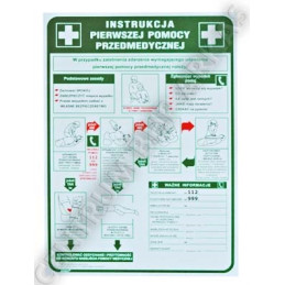 Instrukcja udzielania pierwszej pomocy przemedycznej ilustrowana 250x350mm PCV