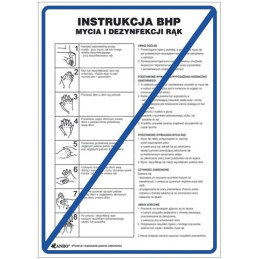 Instrukcja BHP mycia i dezynfekcji rąk 210x300mm PCV