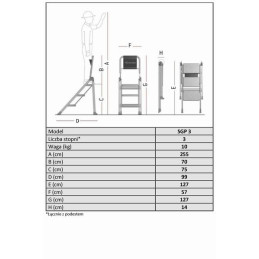 Profesjonalne schody aluminiowe FARAONE model SGP3 wys. 2,55m