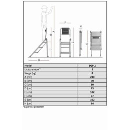 Profesjonalne schody aluminiowe FARAONE model SGP2 wys. 2,3m