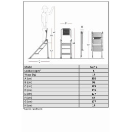 Profesjonalne schody aluminiowe FARAONE model SGP5 wys. 3,0m